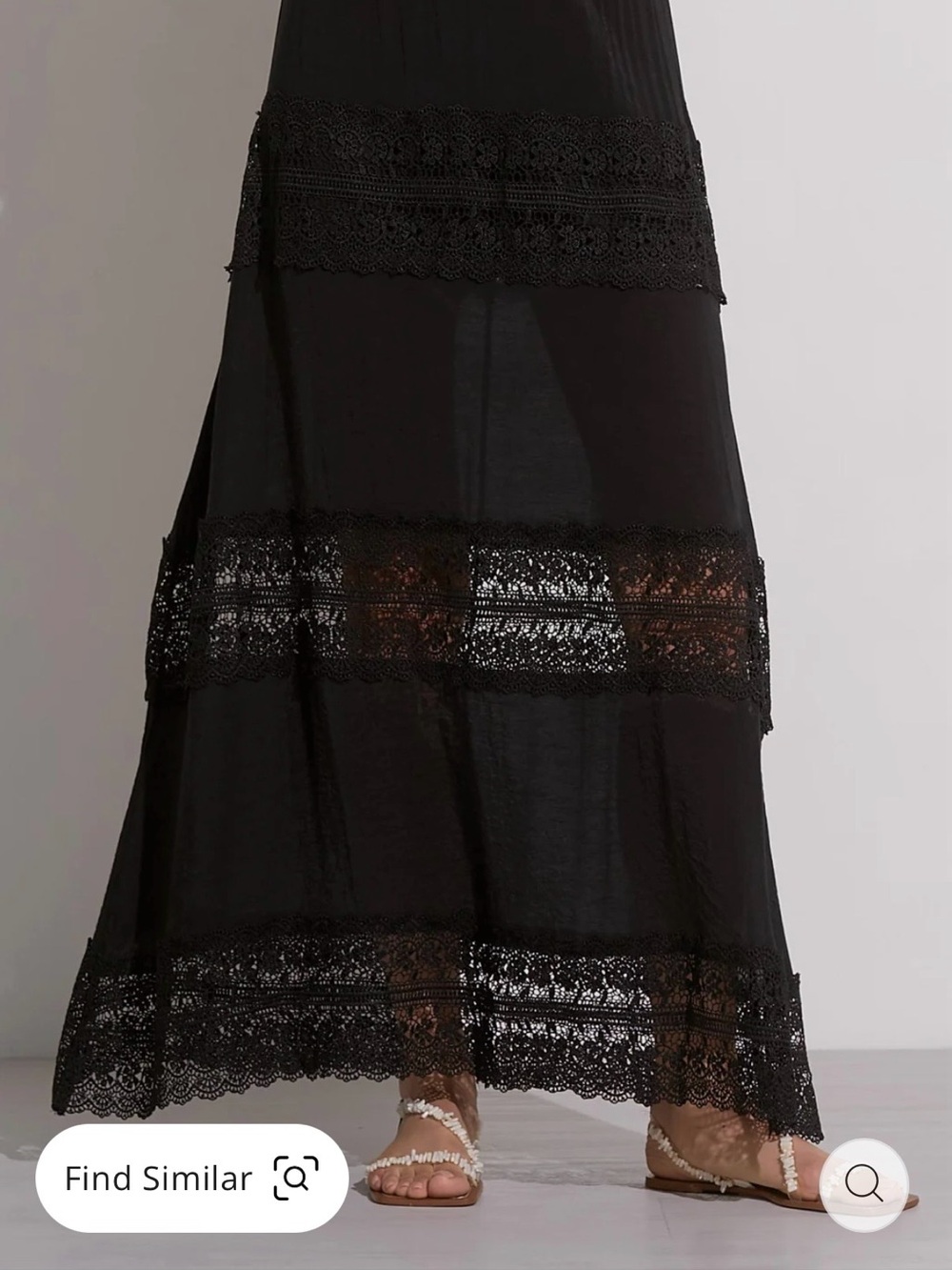 Elan Black Lace-Trim Maxi Skirt - Women